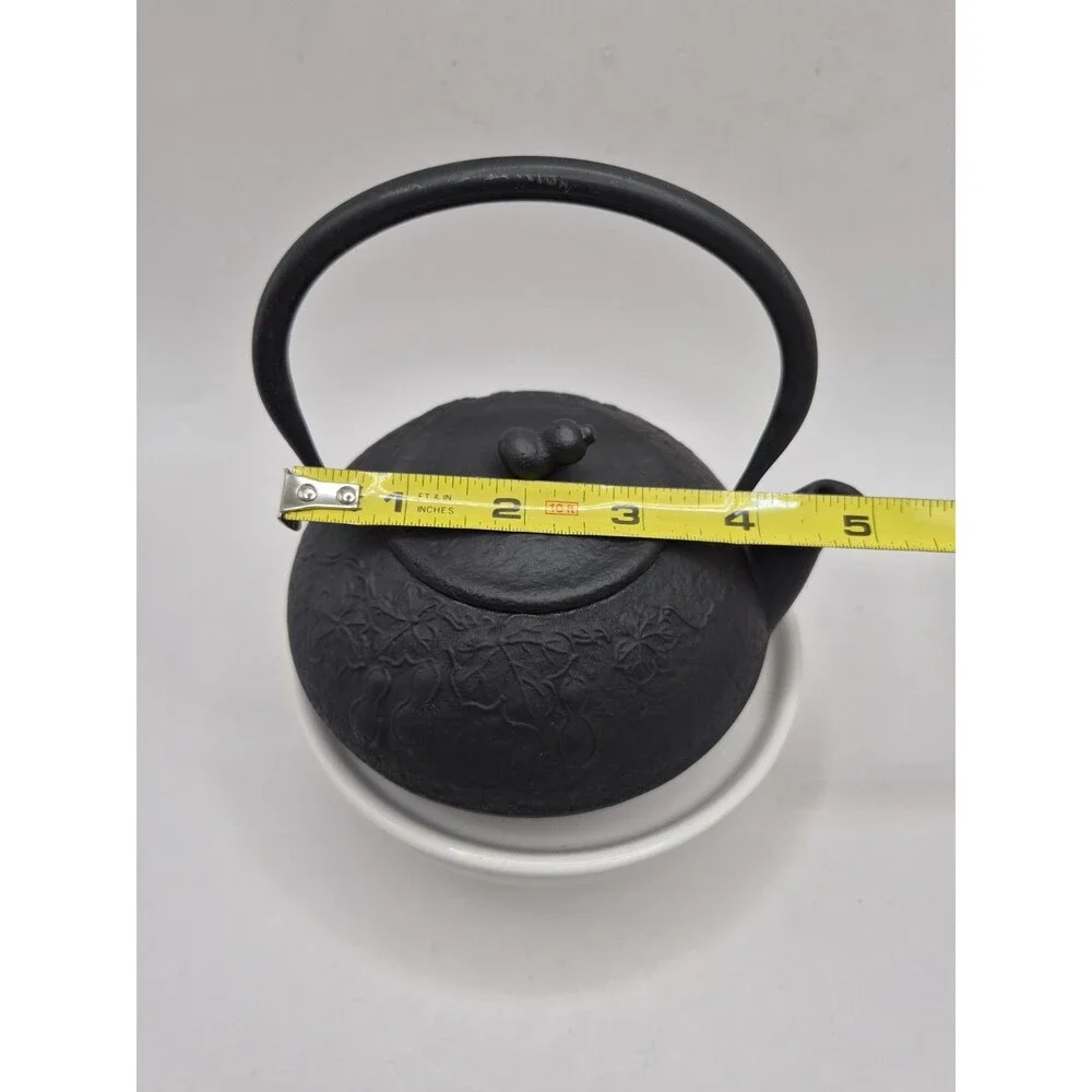 Vintage Cast Iron Japanese Tetsubin Tea Kettle Cherry Blossom Black